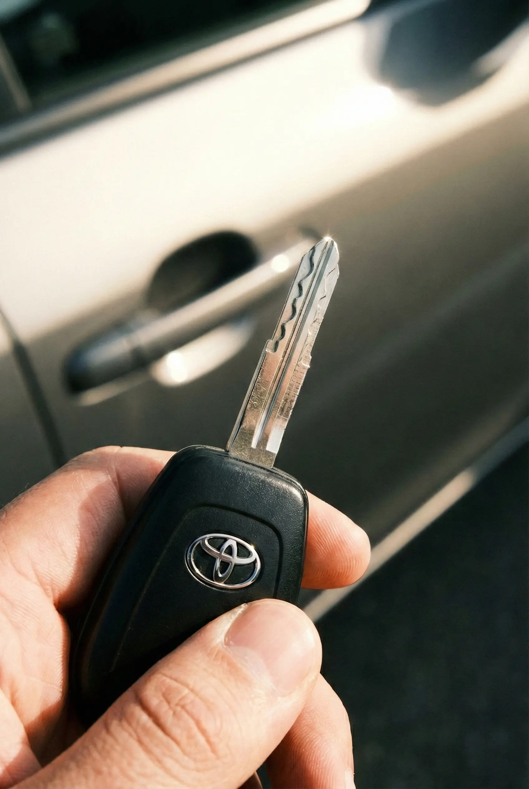 toyota-car-key-replacement-spare-key Brand new Toyota remote key fob cut and programmed by Precision Auto Locksmith.